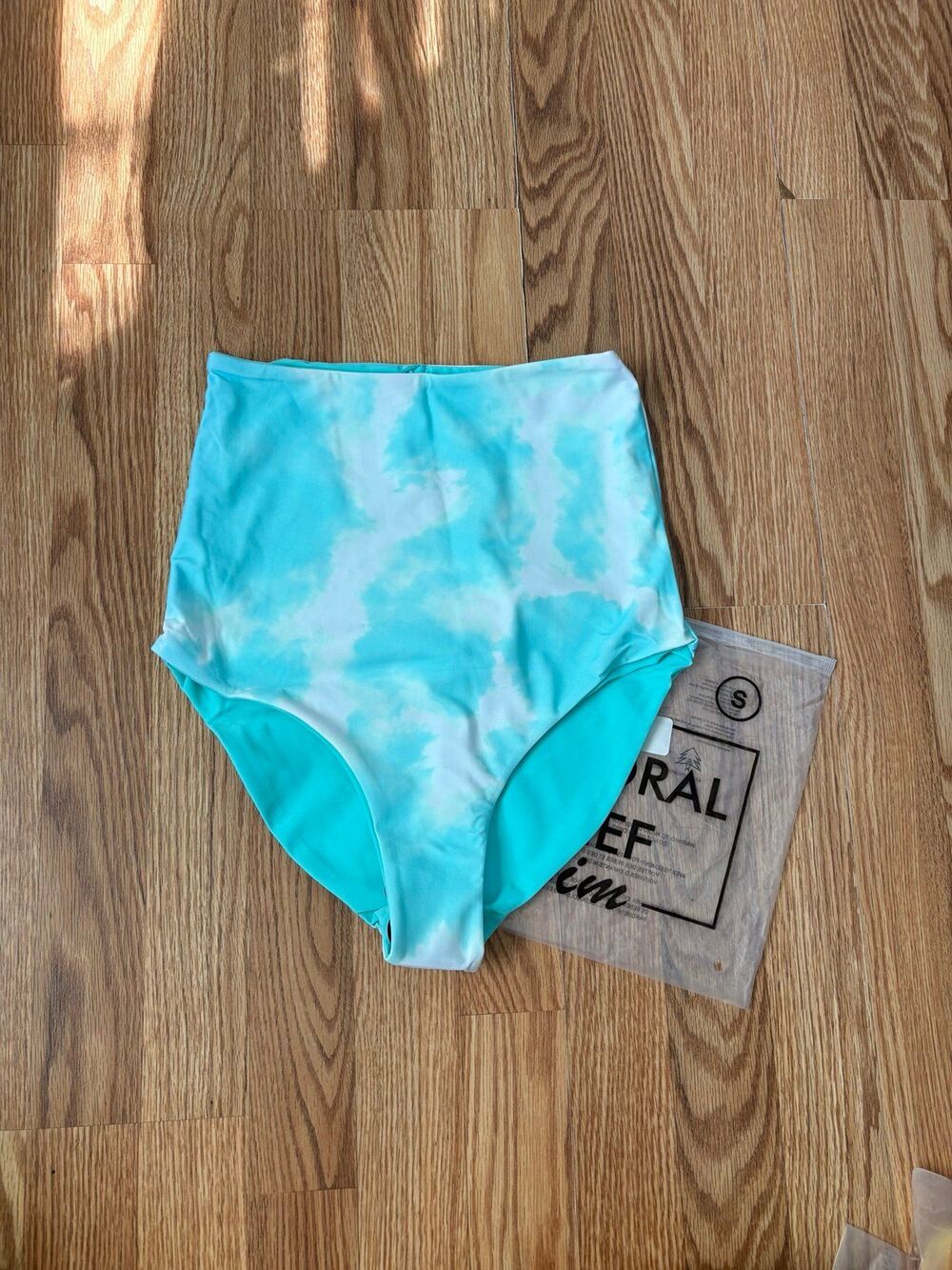 Bathing suit bottoms high rise blue tie dye reversible summer athletic sports